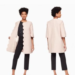 NWOT Kate Spade Tweed Pink Scalloped Coat